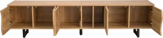 Mobile TV in legno naturale con 5 ante, 191x38x46,5 cm, struttura in metallo leggera