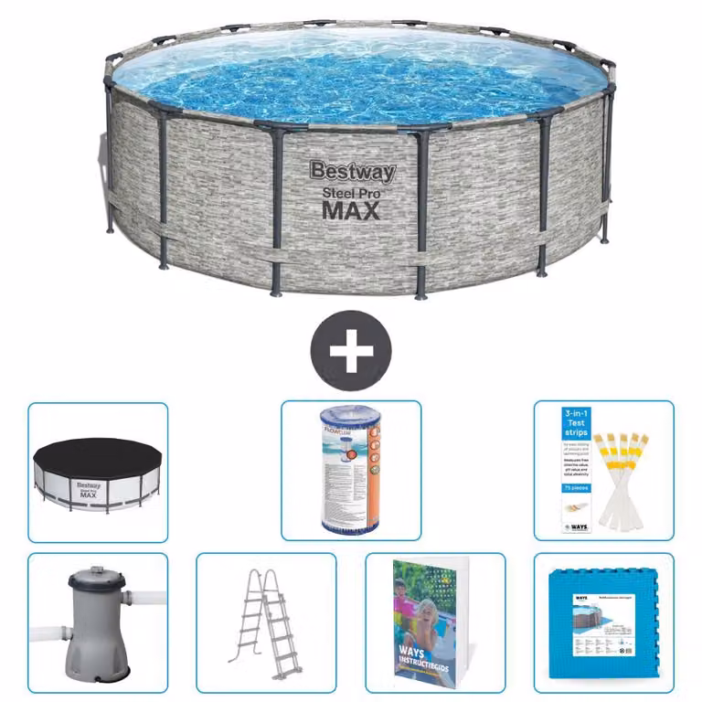 Piscina gonfiabile Bestway Steel Pro MAX, rotonda, 427x122 cm, composta da 6 parti, modello S602