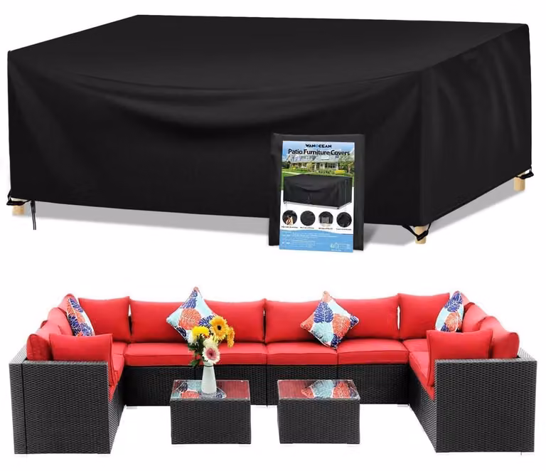Copertura impermeabile per mobili da giardino, realizzata in tessuto Oxford 420D, anti-UV e resistente agli strappi, forma rettangolare, dimensioni 300x300x98 cm