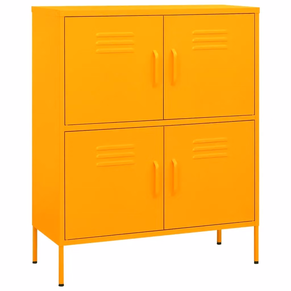 Armadietto da parete vidaXL in metallo giallo opaco con ante a battente, L: 80 cm, P: 35 cm, H: 101,5 cm – 2