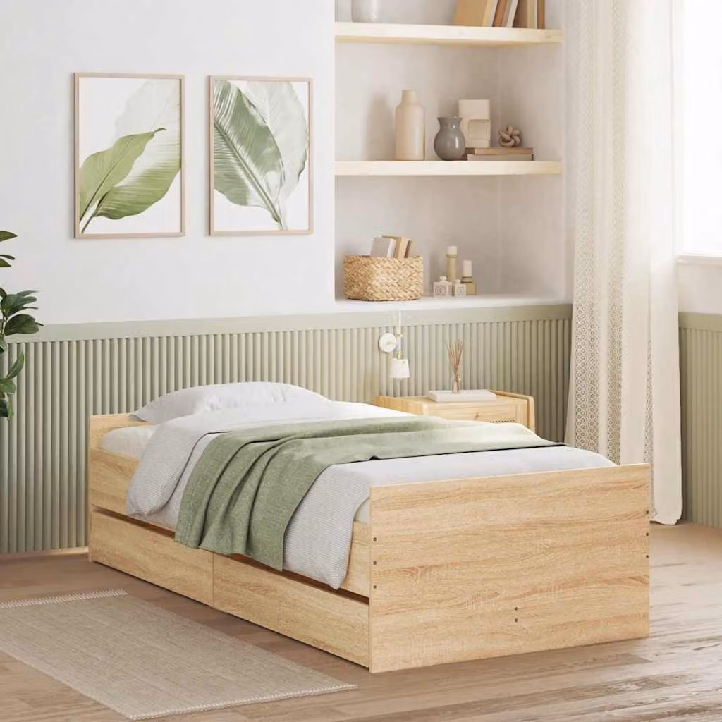 vidaXL Giroletto con Cassetti in Rovere Sonoma, L/P/H: 80 x 190 x 78 cm