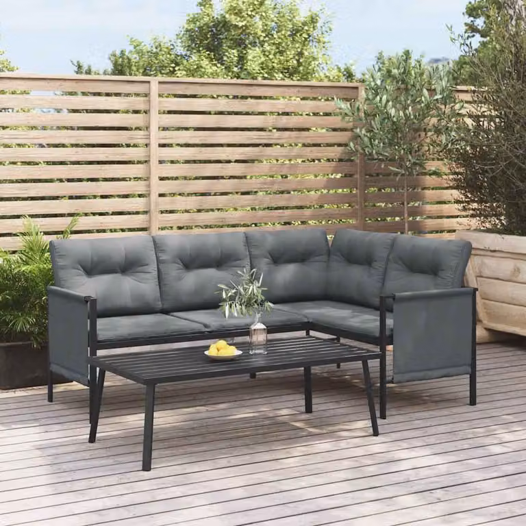 vidaXL Tavolino da Giardino Moderno in Acciaio Antracite L/P/H: 110 x 55 x 35 cm
