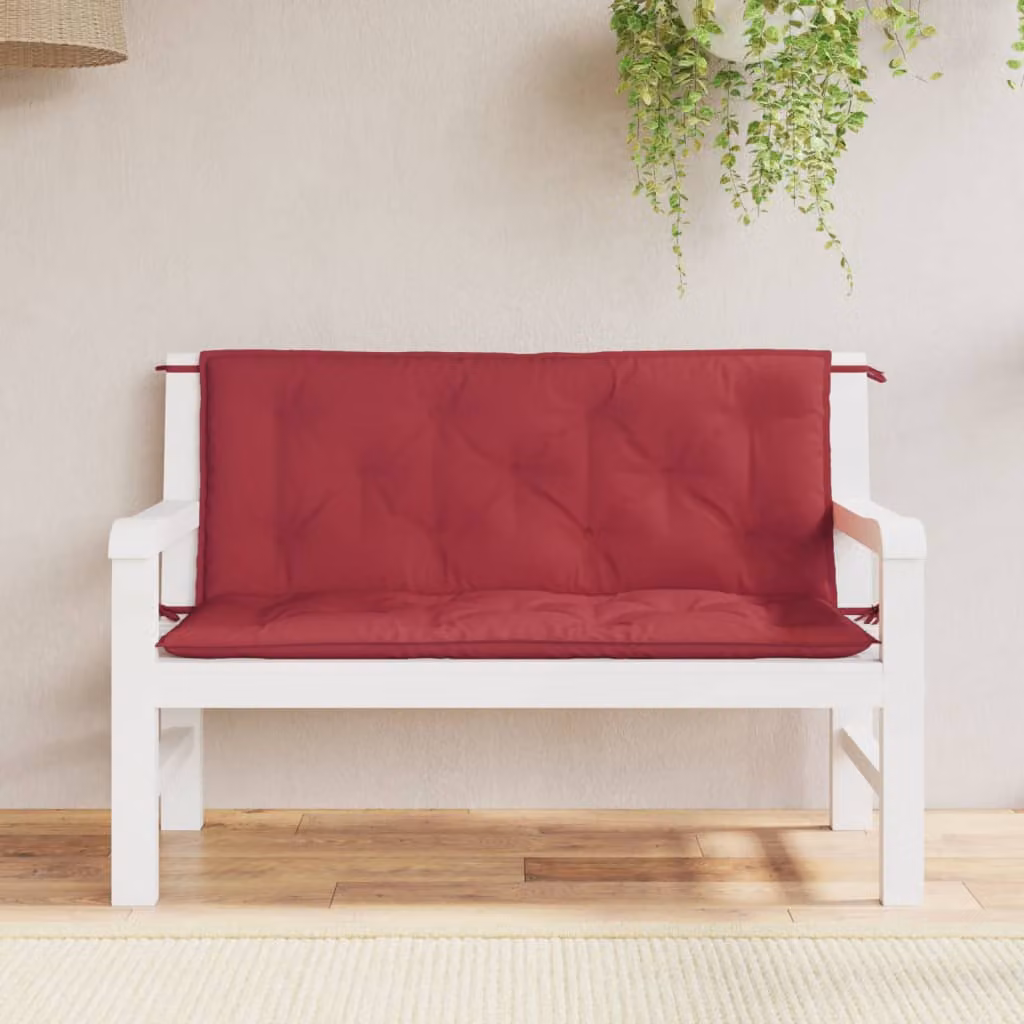 Set di 2 cuscini per panca vidaXL in tessuto Oxford rosso, L 120 cm x P 50 cm x H 7 cm