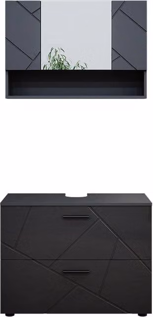 Set mobili bagno Irma Antracite lucido 2 pezzi Vicco
