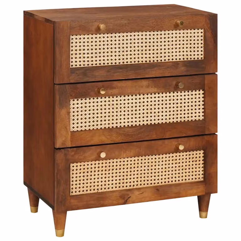 Credenza moderna vidaXL in legno di mango massello marrone L: 60 cm, P: 33 cm, H: 75 cm