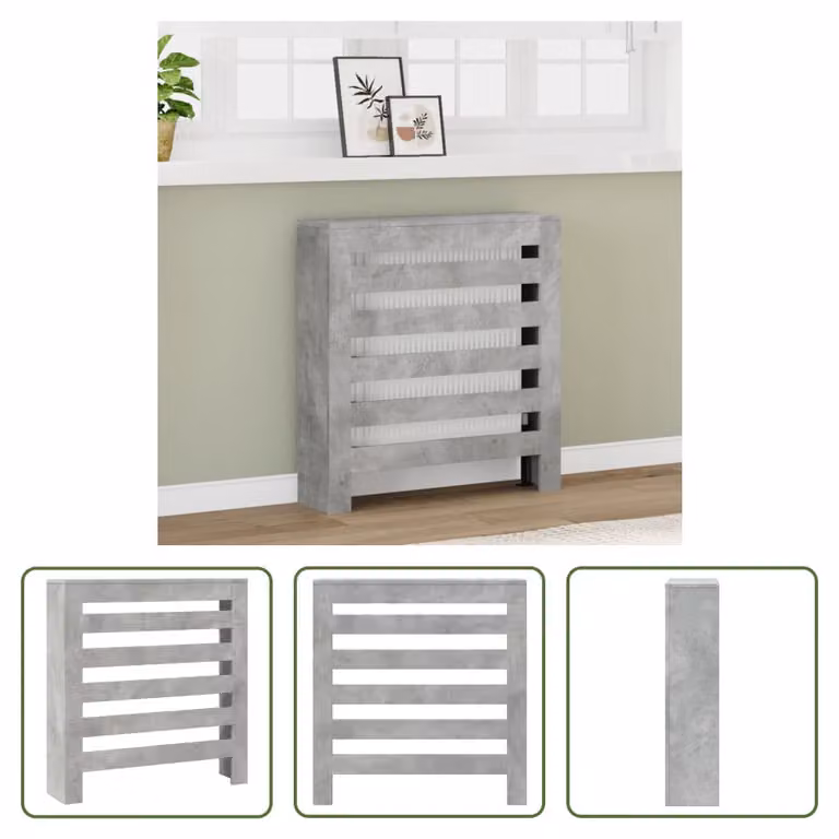 The Living Store Rivestimento per radiatori in cemento grigio 78x20x82 cm Materiale in legno
