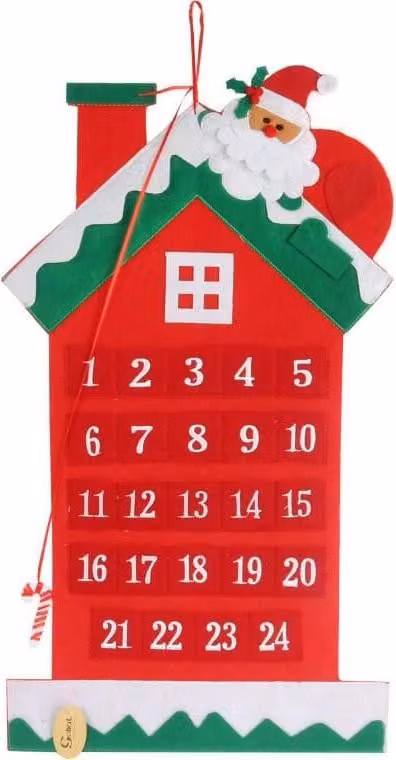 Calendario Dell'avvento In Feltro 60 Cm - Decorazione Natalizia Con 24 Caselle