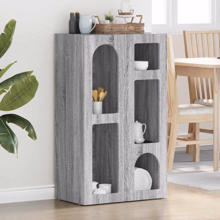 Credenza moderna vidaXL ELST in finitura Sonoma grigio opaco, L 59 cm x P 35 cm x H 100,5 cm