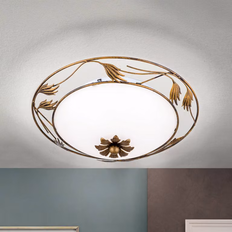 ORION Plafoniera soffitto Fleur, dimmerabile, Bronzo / Ottone antico, Soggiorno / Sala da pranzo, Metallo, Campagna / Rustiche, Plafoniera