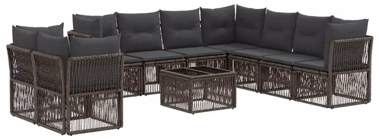 Set Divano da Giardino 10 pcs Grigio polyrattan