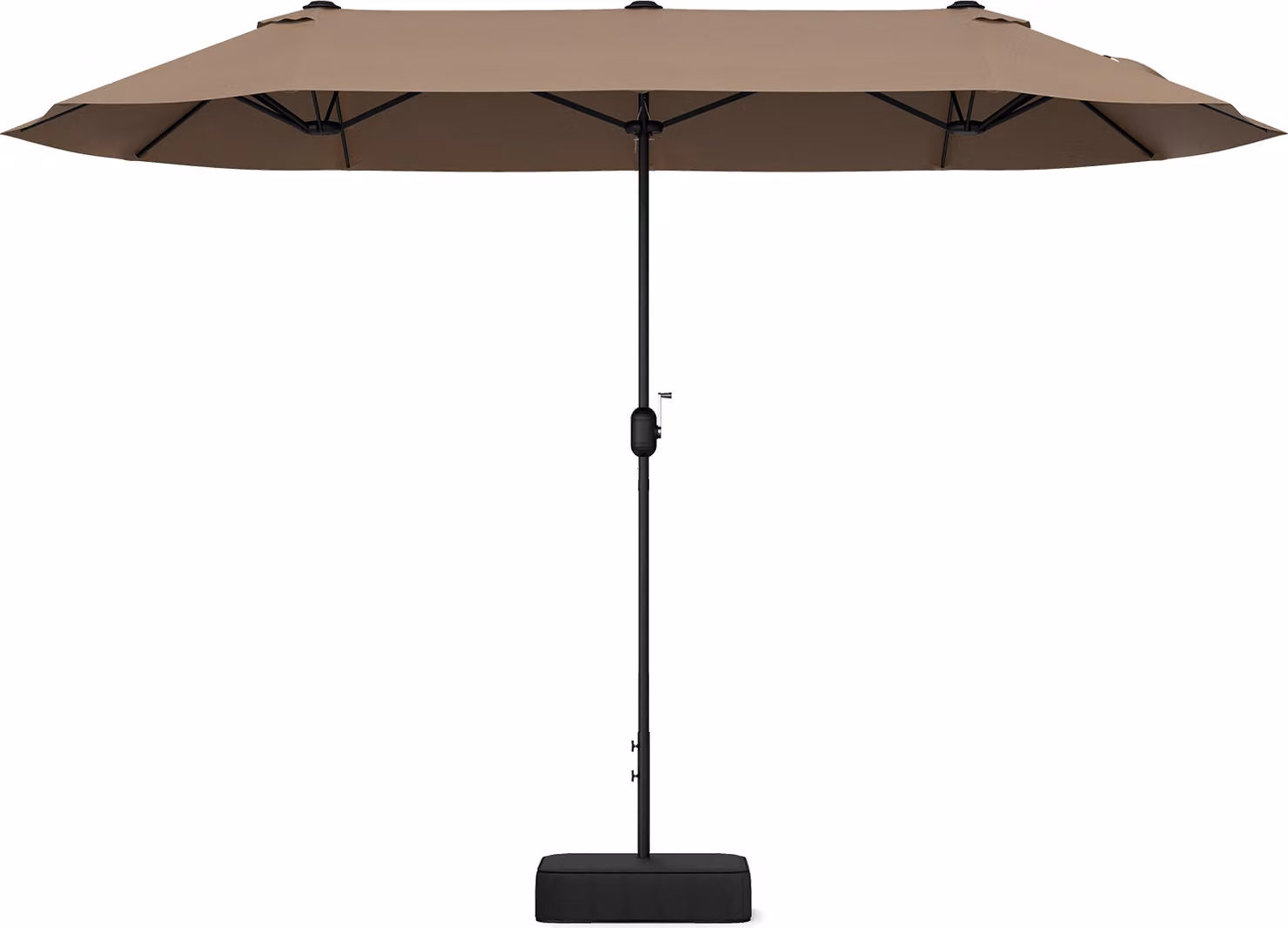 COSTWAY ombrellone doppio 400x200cm con supporto e manovella, ombrellone da giardino UPF 50+, ombrellone da mercato XXL