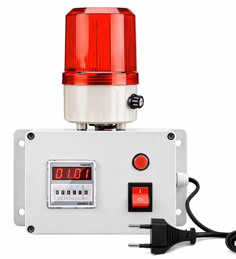 Sirene di allarme industriali, 220V, rosse, 105dB, con timer e LED
