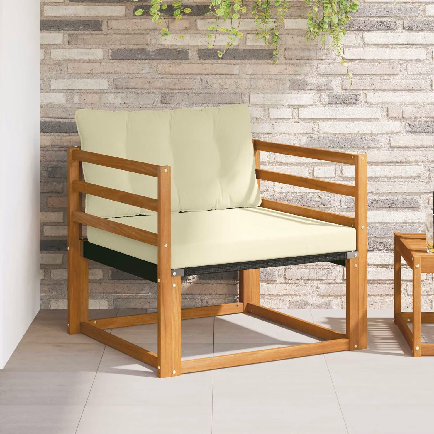 Set di divani da esterno vidaXL in legno di acacia massello e textilene con cuscini, colore marrone e beige