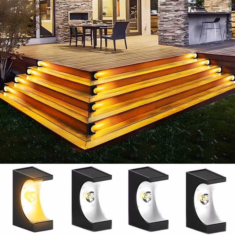 Luci solari per gradini, grado di protezione IP65, luce bianco caldo, confezione da 4 pezzi, per uso esterno