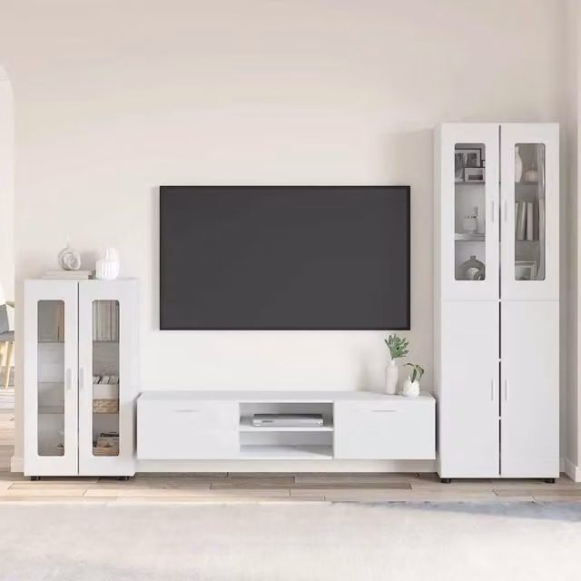 Set mobile TV FLORIN 3 pz Bianco Legno ingegnerizzato 3397974