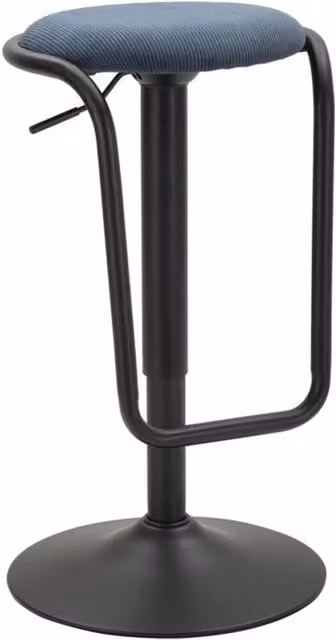 Sgabello da bar Vikasa Home Destiny blu navy con struttura in metallo nero impilabile e seduta in tessuto
