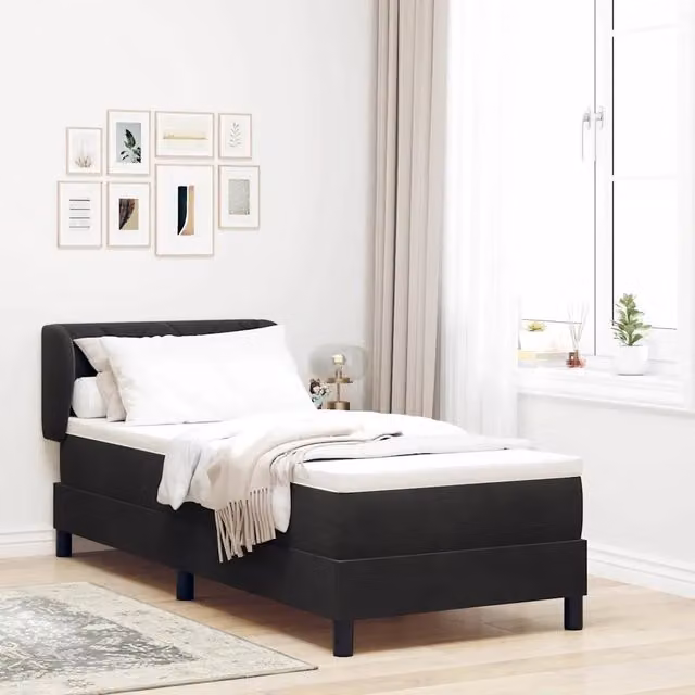 Letto a molle moderno vidaXL con testiera in velluto nero L/P/H: 80 x 200 cm