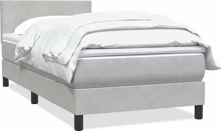 Giroletto a Molle con Materasso Grigio Chiaro 80x210 cm Velluto