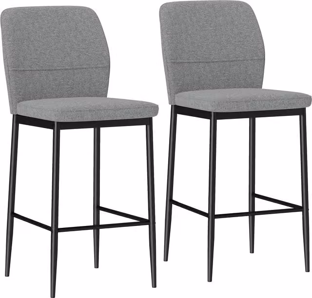 Set di 2 sgabelli da bar moderni HOMCOM in velluto grigio con schienale e poggiapiedi, L/P/H: 41 x 52 x 97 cm