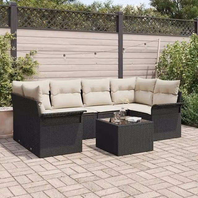 Set Divano da Giardino 7 pz Nero polyrattan 3345257