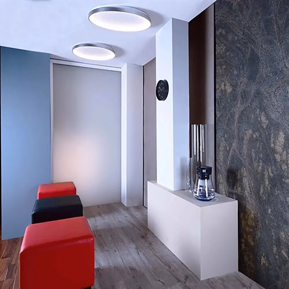 Trade Shop Traesio Plafoniera Moderna Tonda LED CCT 30W con Luce Regolabile 3000K-4000K per Soffitto e Parete, Colore Silver, Diametro: 38 cm – 2