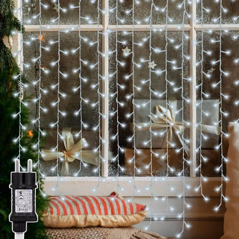 Jayseuw 20M 200 LED luci fata bianco freddo 8 modalità di luce festa giardino decorazione luci di Natale