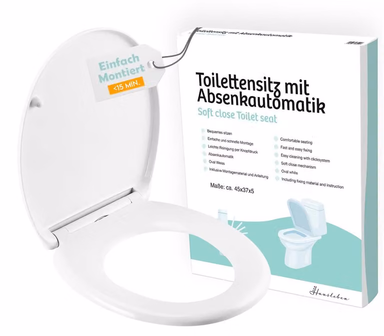 hausleben: Sedile per WC con sistema di chiusura automatica, realizzato in Duroplast. Coperchio del WC removibile con sistema di chiusura ammortizzata e di sgancio rapido. Antibatterico