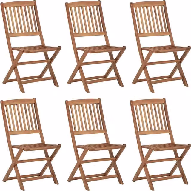 Sedie Pieghevoli 6 pz con Cuscini Massello Acacia 3075013