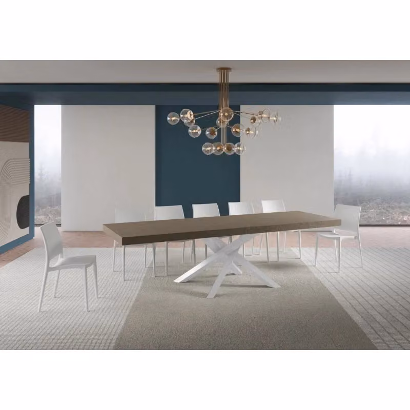 Tavolo allungabile Itamoby Volantis Premium con telaio a X in metallo e piano in laminato beige, L: 200-304 cm, P: 90 cm – 2