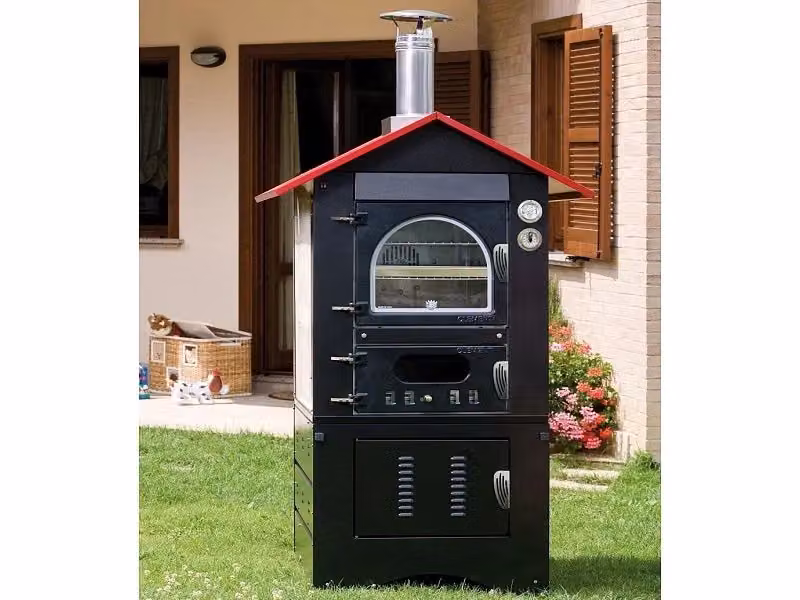Forno a legna da esterno a fuoco indiretto Clementi Smart colore nero L: 80 cm, P: 45 cm, H: 45 cm – 2