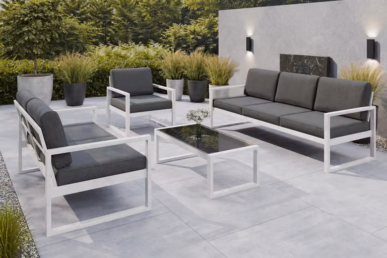 Set da giardino Solar con divano, poltrone e tavolo in metallo