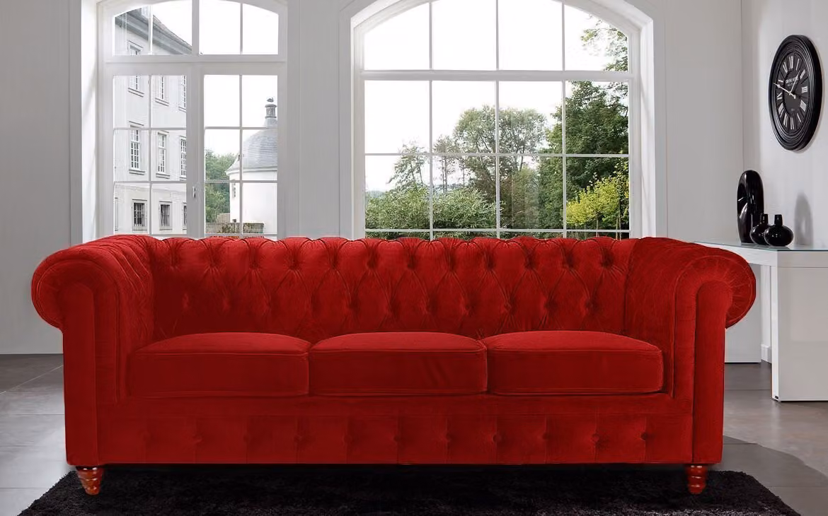 Chesterfield Design Luxus Polster Sofa Couch Sitz Garnitur Leder #179