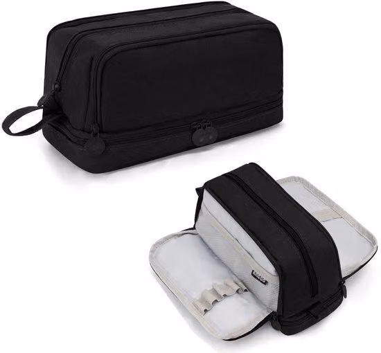 Organizzatore da scrivania – Grande capacità – Portaoggetti con 3 scomparti – Contenitore per 40 penne – Borsa multifunzione – Dimensioni 21 x 11 x 9 cm – Adatto per scuola e ufficio
