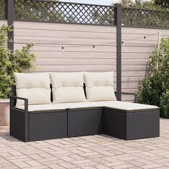 Set di divani 4 pz Nero polyrattan 3346327