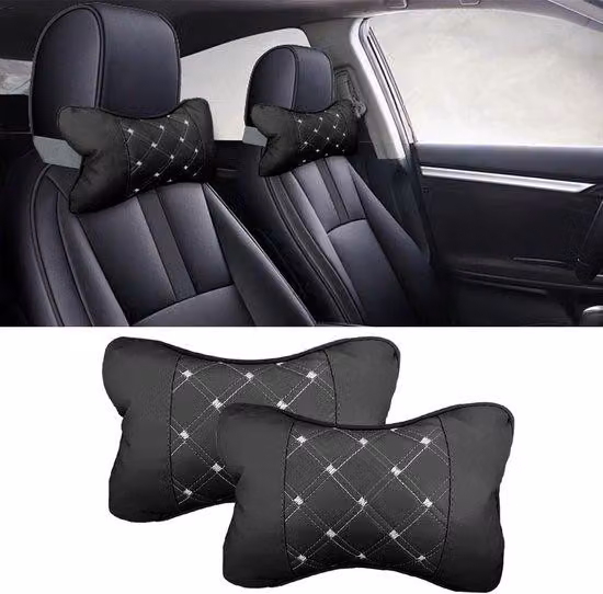 Poggiatesta per auto con supporto traspirante per nuca e testa, morbido cuscino, regolazione continua dell'inclinazione, comodi poggiatesta per l'auto (nero/bianco)