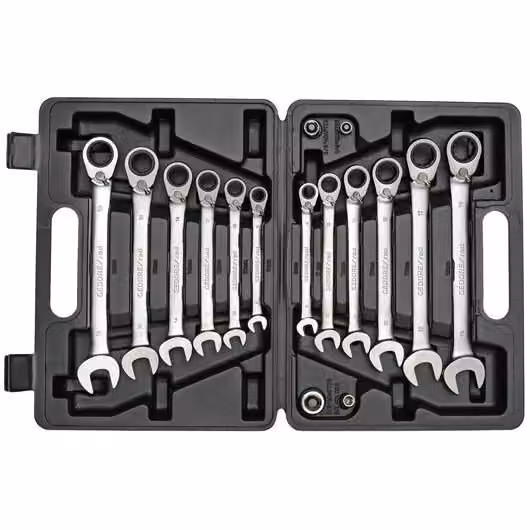 Set di chiavi a cricchetto combinato Gedore 16 pezzi 1/4 pollici in acciaio cromo vanadio nero e argento – 2