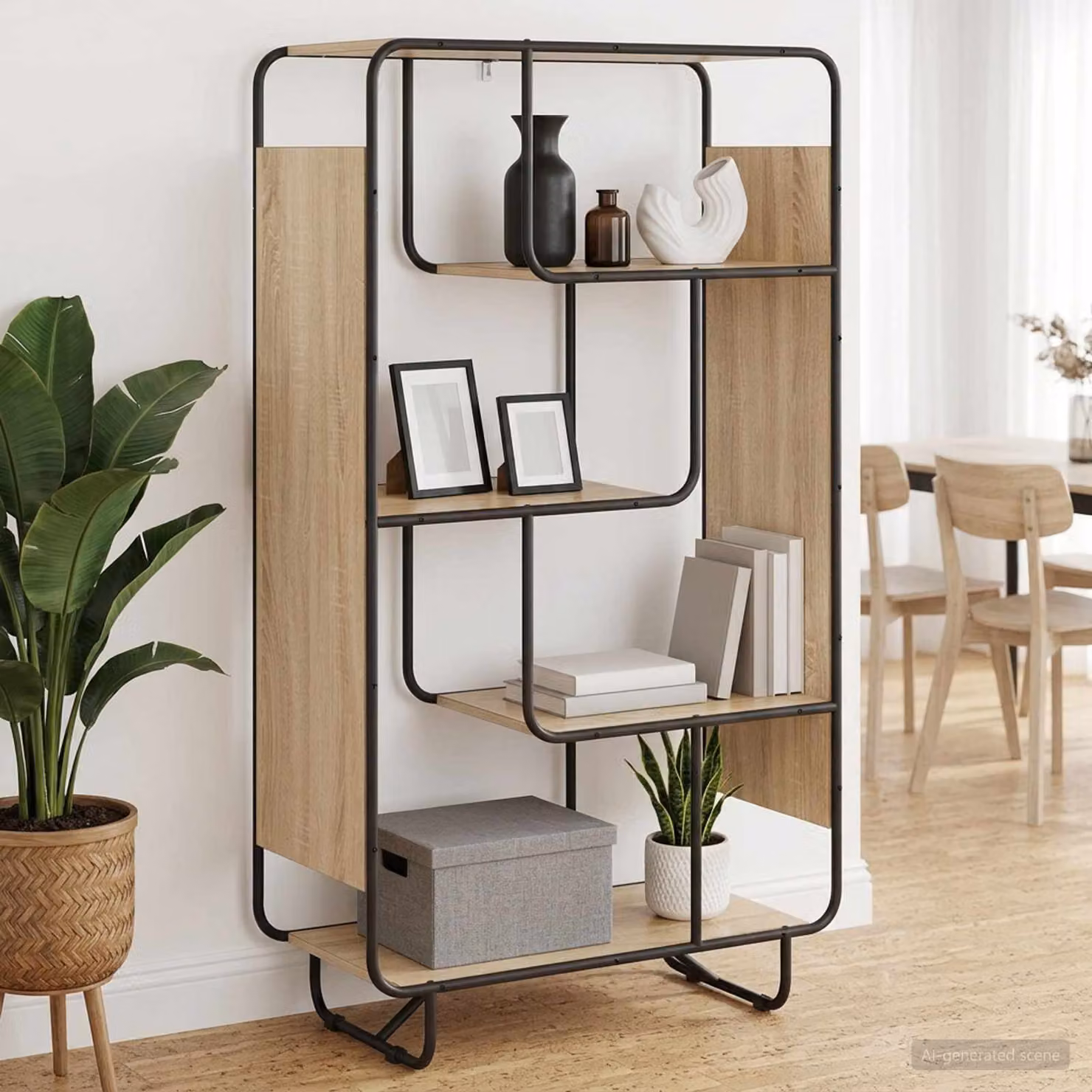 Credenza stile industrial vidaXL in legno e metallo color marrone L 80 cm, P 37.5 cm, H 144 cm
