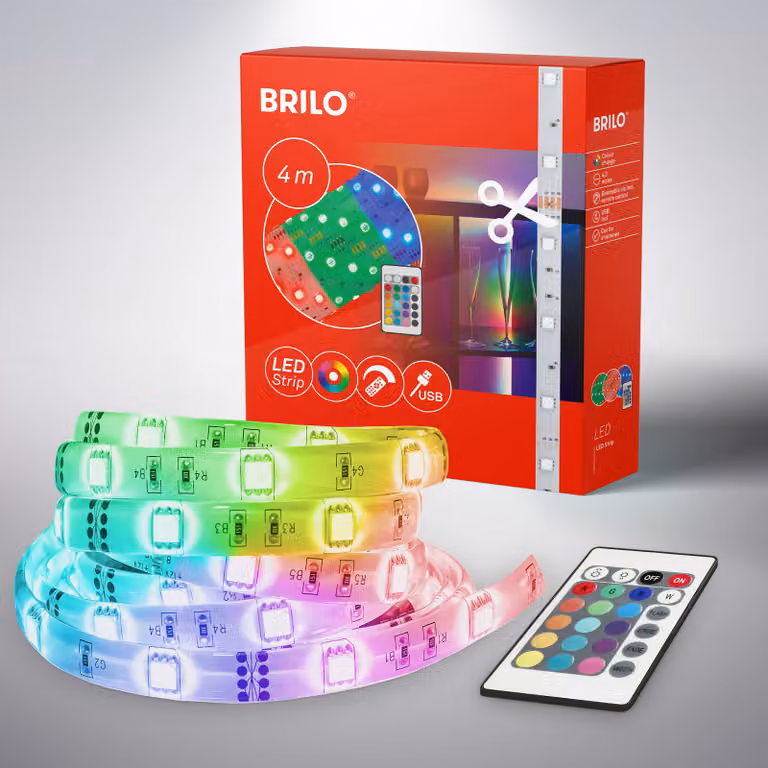 Nastro LED RGB, 4 m, 120xRGB-LED/0,04W, incl. USB