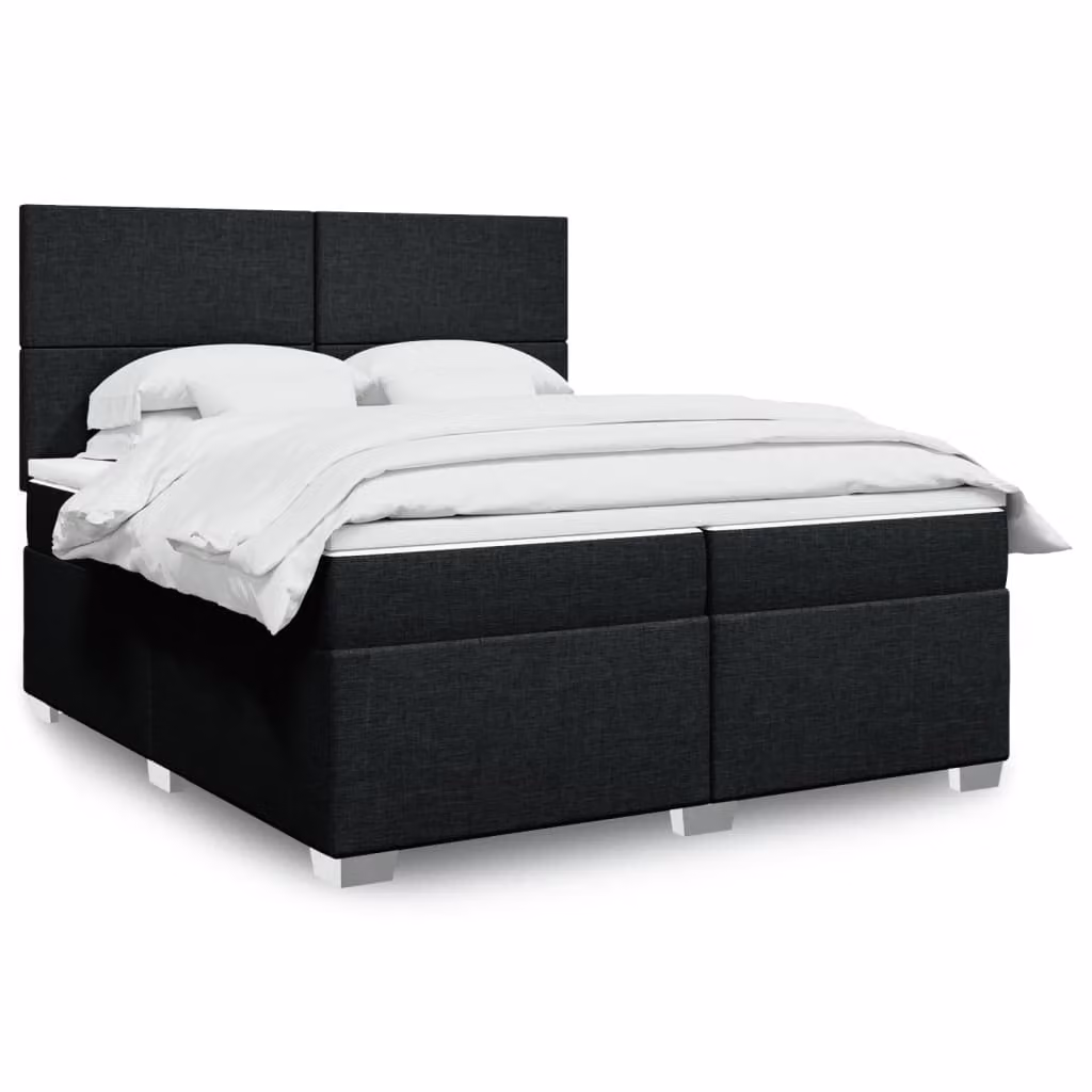 vidaXL Giroletto a Molle con Materasso Nero in Tessuto L/P: 200 x 200 cm – 1