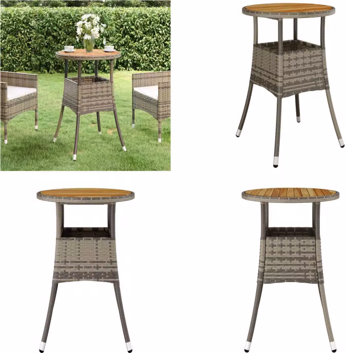 vidaXL Tavolo da giardino Ø60x75 cm in legno di acacia e poly rattan grigio - Tavolo da giardino - Tavoli da giardino - Tavolo da pranzo da giardino - Tavolo da pranzo per esterni