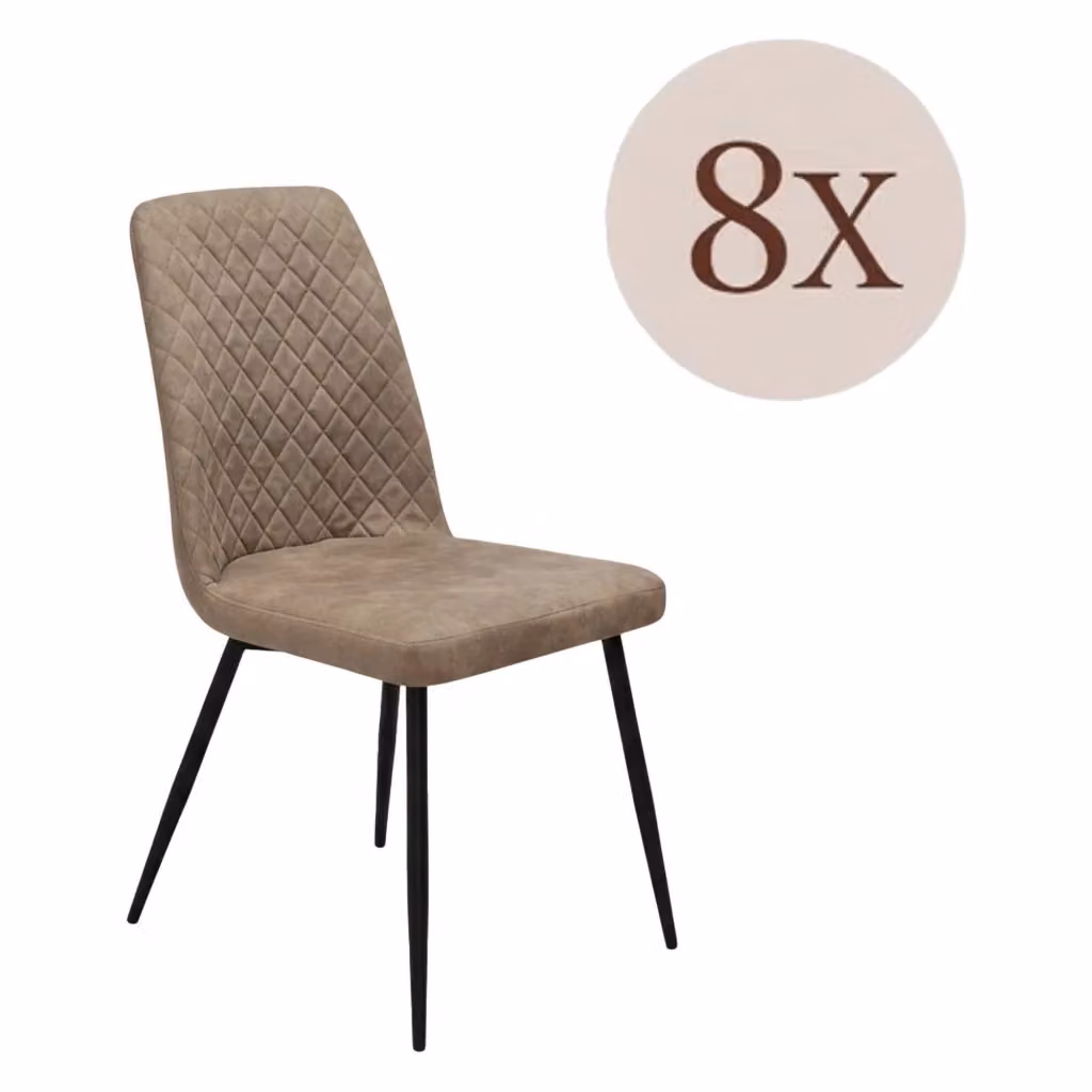 Set di 8 sedie DMORA in tessuto velvet marrone e nero con struttura in metallo nero opaco per cucina e sala da pranzo in stile moderno – 2