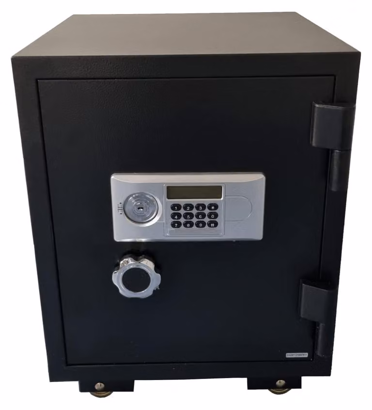Cassaforte resistente al fuoco, con combinazione e chiave - Peso: 77 kg - Dimensioni: 53x46x47 cm - Acciaio legato