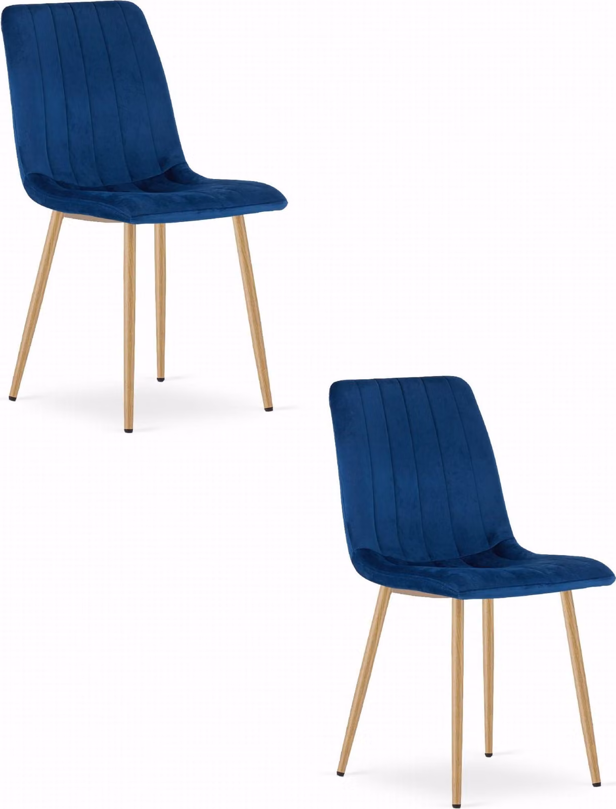 Sedia LAVA - velluto blu navy / gambe in legno x 2