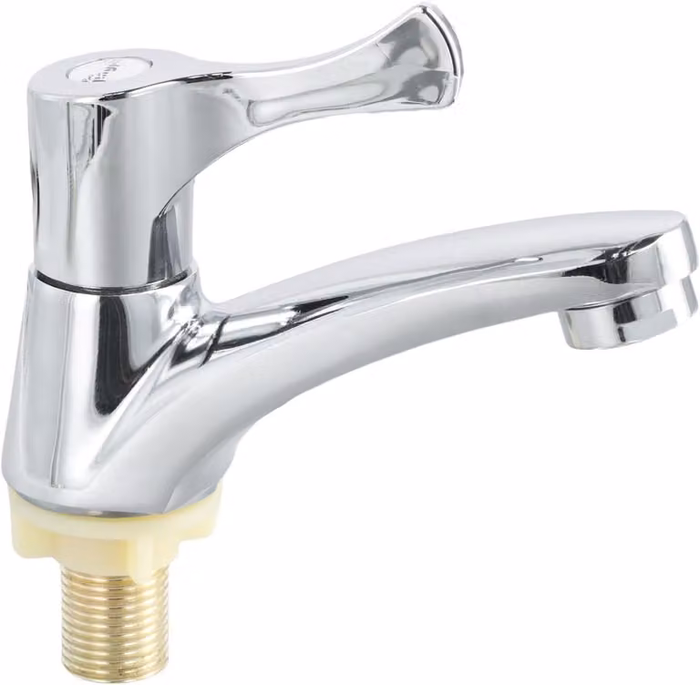 Rubinetto monocomando per acqua fredda, ideale per cucina e bagno - Miscelatore compatto con una sola leva - Installazione tramite filettatura G1/2 - Argento