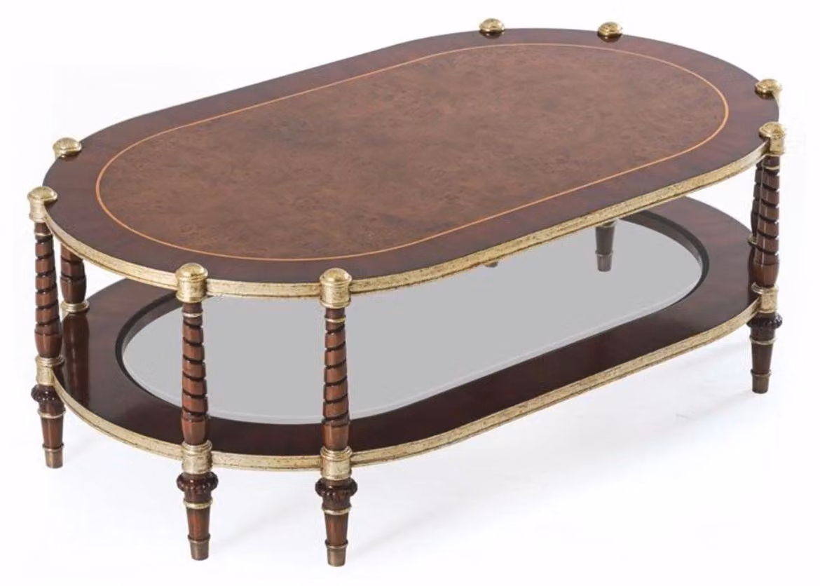 Casa Padrino tavolino barocco marrone scuro / oro antico 125 cm - Mobili barocchi