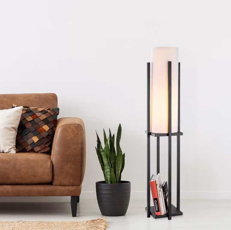 Opviq, 7125- 7125LMP, nero, lampada da terra, 25 x 25 x 130 cm, corpo in metallo