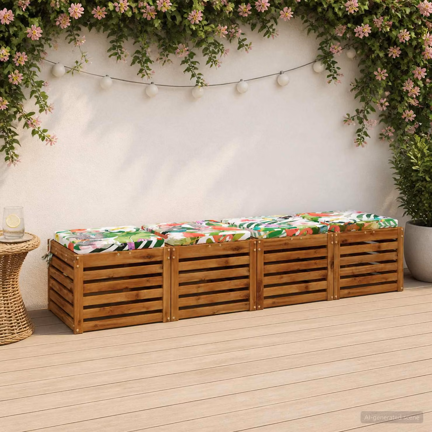 Set di 4 cuscini per sedia vidaXL in poliestere multicolore con rivestimento lavabile e resistente ai raggi UV