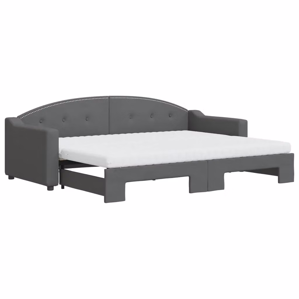 Divano Letto Estraibile vidaXL in Tessuto Grigio con Cassetto per Soggiorno e Camera da Letto L/P/H: 223 x 80 x 75 cm – 2