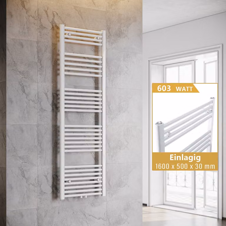 SONNI - Radiatore elettrico da bagno, colore bianco, dimensioni 160 x 50 cm, rivestimento in polvere, ecologico, risparmio energetico, senza resistenza