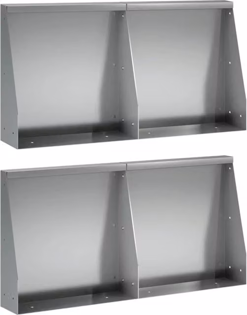 Set di 4 muri di contenimento per aiuole rialzate vidaXL in acciaio zincato argento, L: 40 cm, P: 12 cm, H: 40 cm